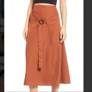 Midi Vintage Look Camel Brown Skirt